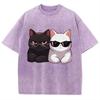 T-shirt da Donna Unisex Stampa Grafica Gatto Cartone Animato Bianco e Nero Cotone Morbido Manica Corta Estate Top Carino