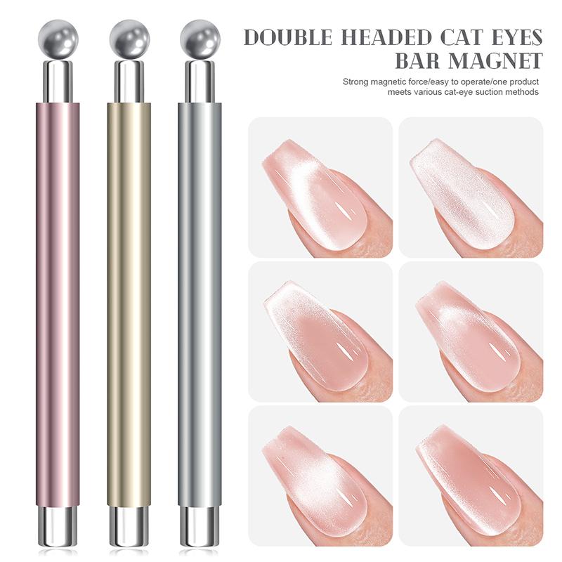 Nail Art Magnetic Stick Cat Eye Magnetic Ball Aluminum Handle Cylindrical Uv Gel Magnet Tools Double End Nail Design Tools