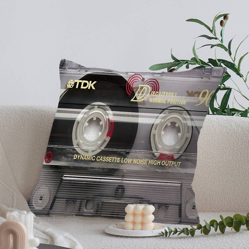 Retro Kassett Musikband Kuddfodral Örngott Klädsel Soffa Slängkudde Heminredning Kuddfodral
