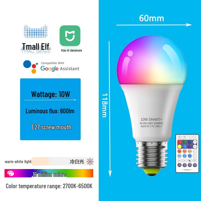 Xiaomi Smart LED Bulb: Colorful E27 with WiFi, Bluetooth, and AI Voice Control for Ambient Lighting