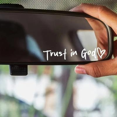 2/4/6/8Pcs Trust In God Rearview Mirror Stickers Strong Stickiness Waterproof Self Adhesive Car Decals Automotive Exterior Decals