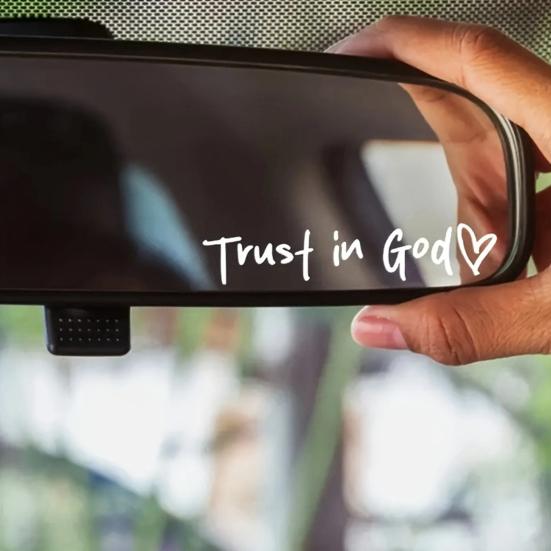 2/4/6/8Pcs Trust in God Rearview Mirror Stickers Strong Stickiness Waterproof Self Adhesive Car Decals Automotive Exterior Decals