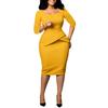 Women's Solid Color Hip-Hugging OL Pencil Skirt Dress - European & American Style, 2025 Fashion