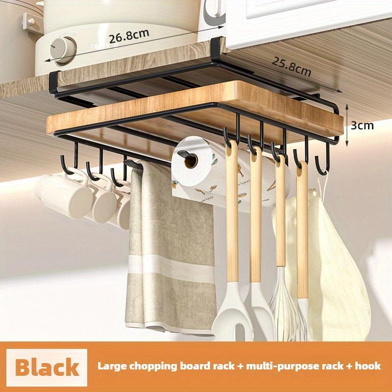 Hanging Rack Under Kitchen Cabinet Household Iron Art Organizing Rack Cutting Board Rack Hook Pot Cover Utensils Storage Rack