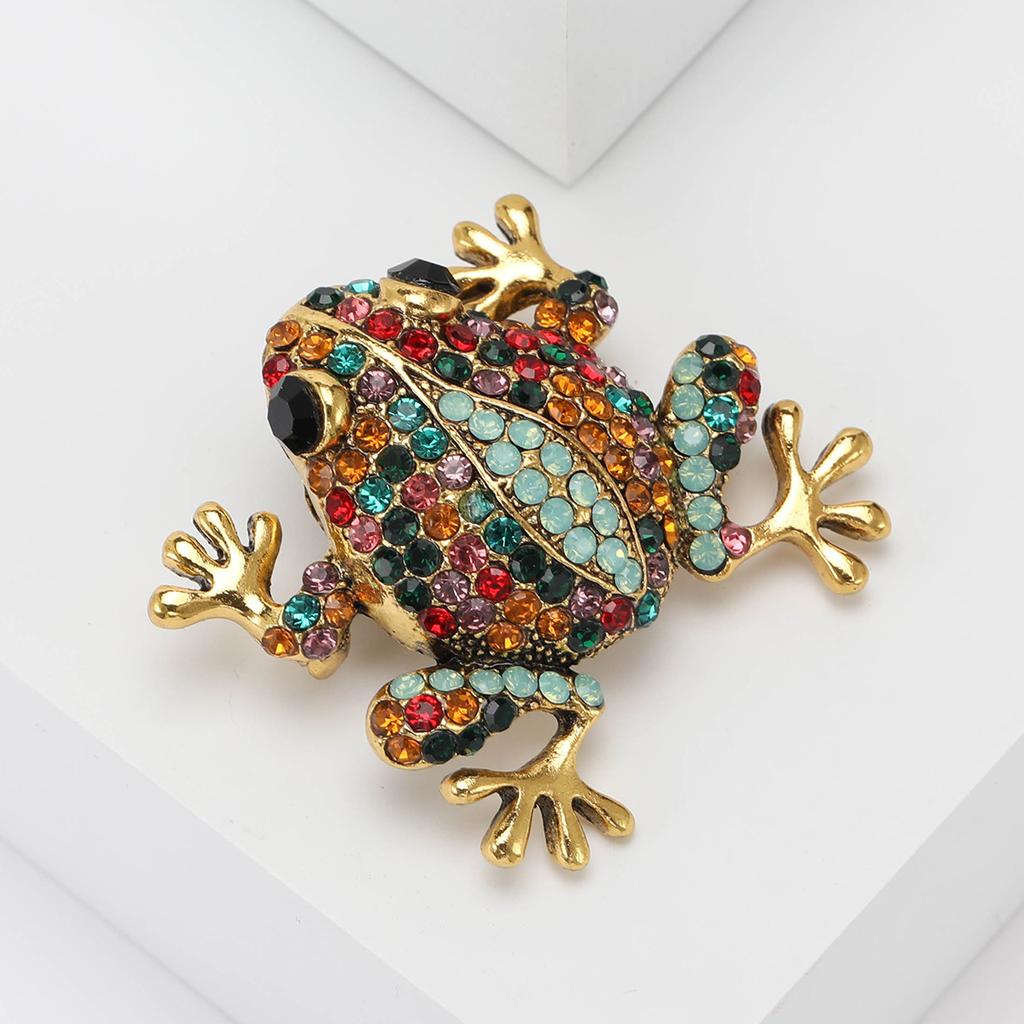 Animal Cartoon Brooch Cute Little Frog High-End Fashion Clothing Accessories Pin Rhinestone Metal Needle