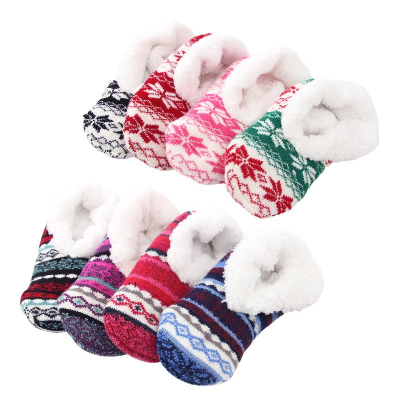 American Style Lambswool Non-Slip Indoor Slipper Socks for Adults - Winter Velvet Floor Socks