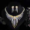 Heavy Industry Super Flash High-End Luxury Tassel Zircon Jewelry Set Dinner Dress Bridal Accessories Necklace Earrings Set Chain