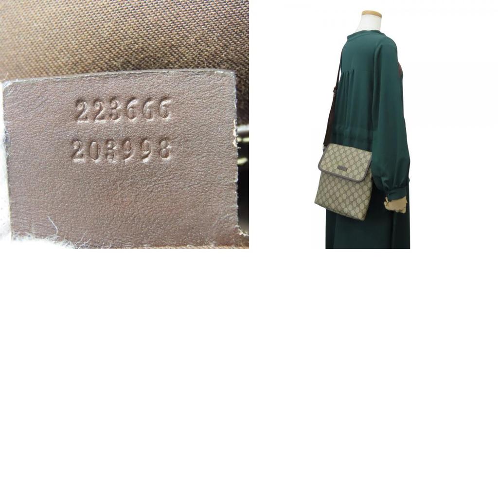 Used GUCCI Shoulder Bag 223666 GG Supreme Canvas/leather beige Dark brown