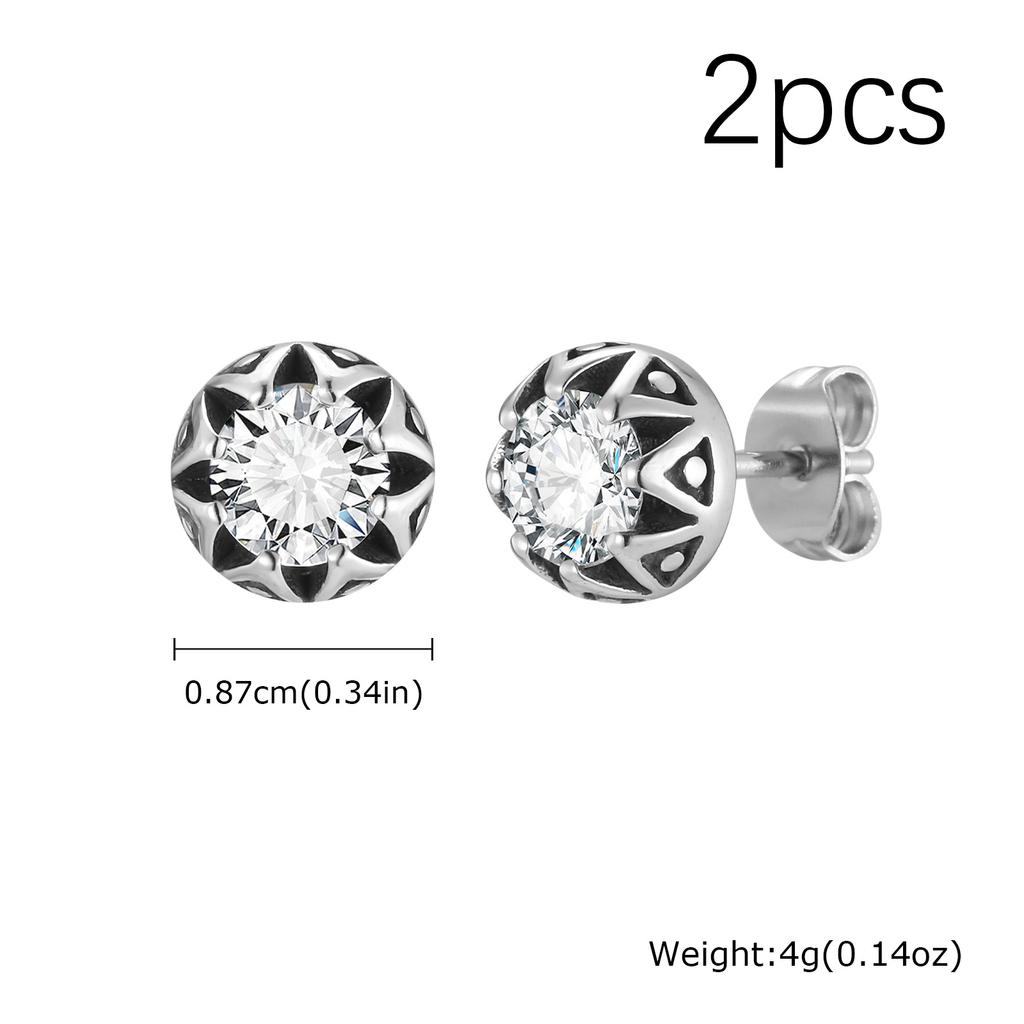 Sea Blue Stud Earring for Men Boys,Hypoallergenic Stainless Steel Round Metal Earrings,Stylish Jewelry Gift