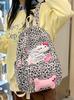 Hello Kitty Cartoon Nylon Backpack With Splicing And Contrast Stitching For Daily Commuting