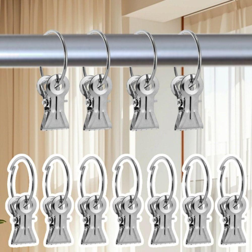10Pcs Toothed Curtain Clips Non-Slip Flexible Curtain Hanging Ring Metal Heavy Duty Clothespin Clips for Curtains and Laundry