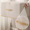 Foldable Nonwoven Storage Box Striped Pattern Collapsible Carry Handle Clothes Organizer Moth Proof Moisture Resistant Large Capacity Space Saving