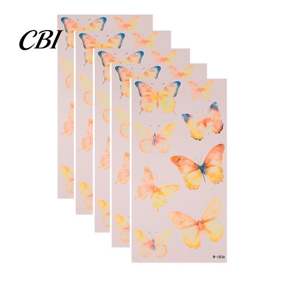 Temporary Body Art Decals 5 Sheets Butterfly Tattoo Stickers, Waterproof Flower Tattoos, Colorful Removable Stickers Face Tattoos for Parties