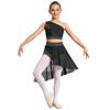 Kinder Mädchen 2-tlg. Glänzendes transparentes Netz-Crop-Top mit Rock Lyrischer Tanzkleid Ballsaal Kostüm