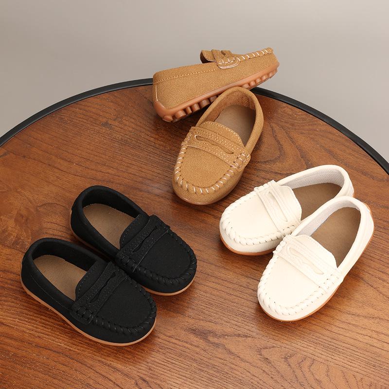 Children's Suede Loafers: British Retro Non-Slip Bean Shoes