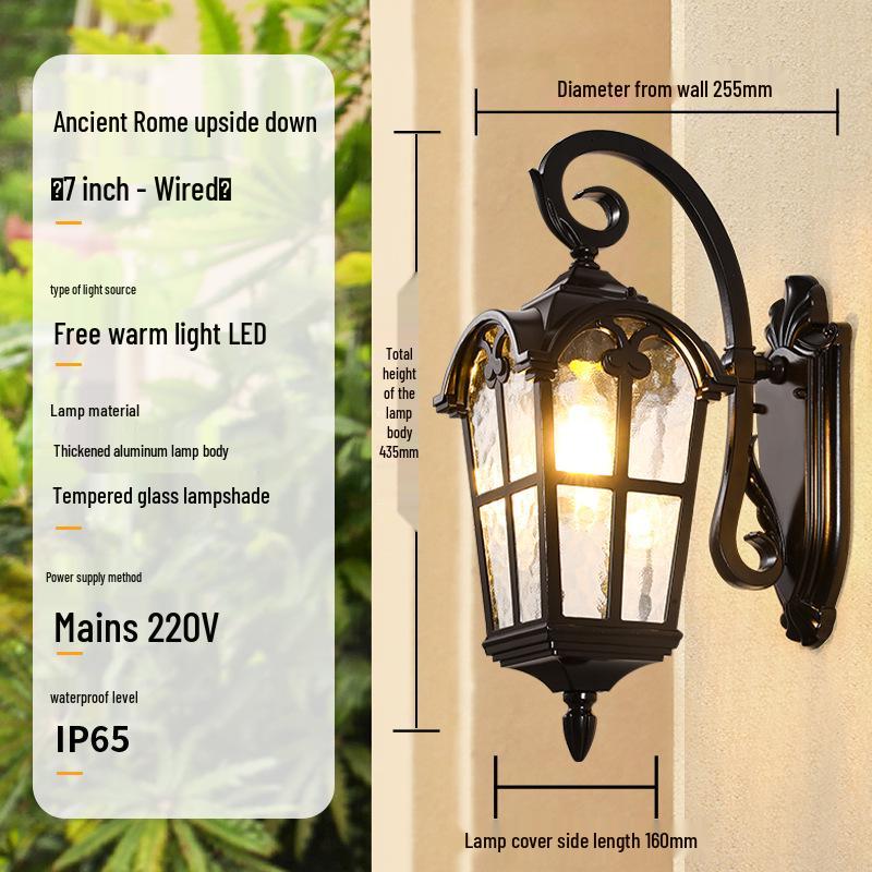 European Antique Solar Outdoor Wall Light, Waterproof for Balcony, Villa, Patio, Gate, and Courtyard