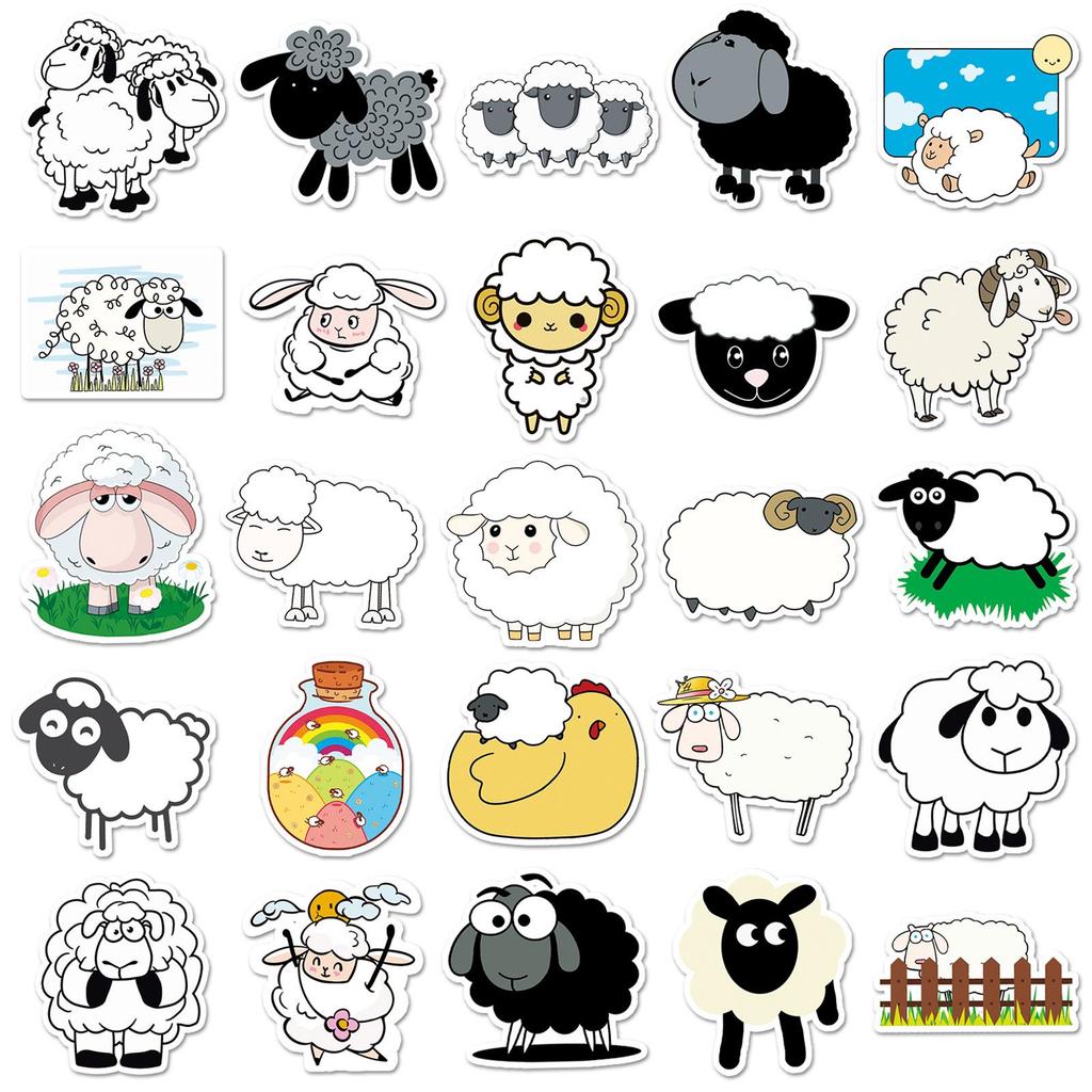50 Little Sheep Graffiti Cartoon Animal Stickers – Cute DIY Creative for Skateboards & Suitcases