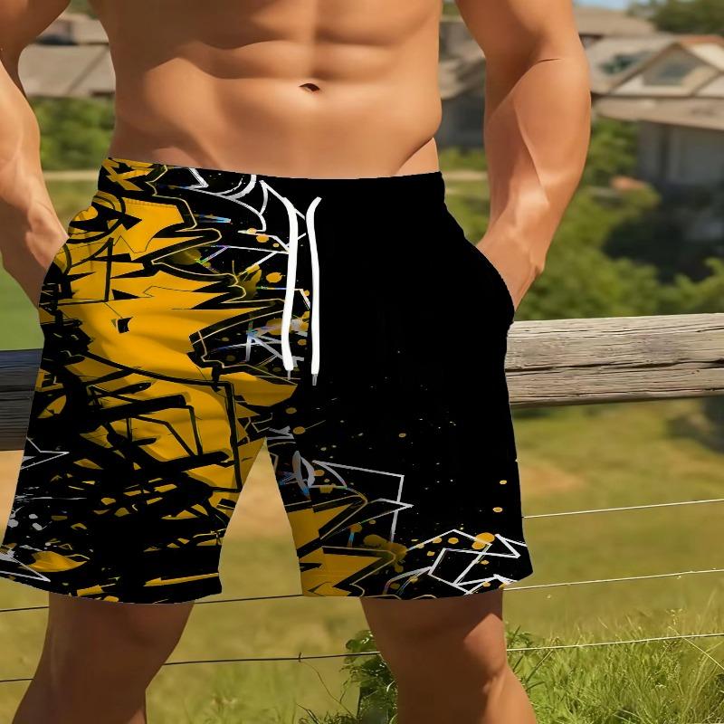 Men's 3D letter printed beach shorts