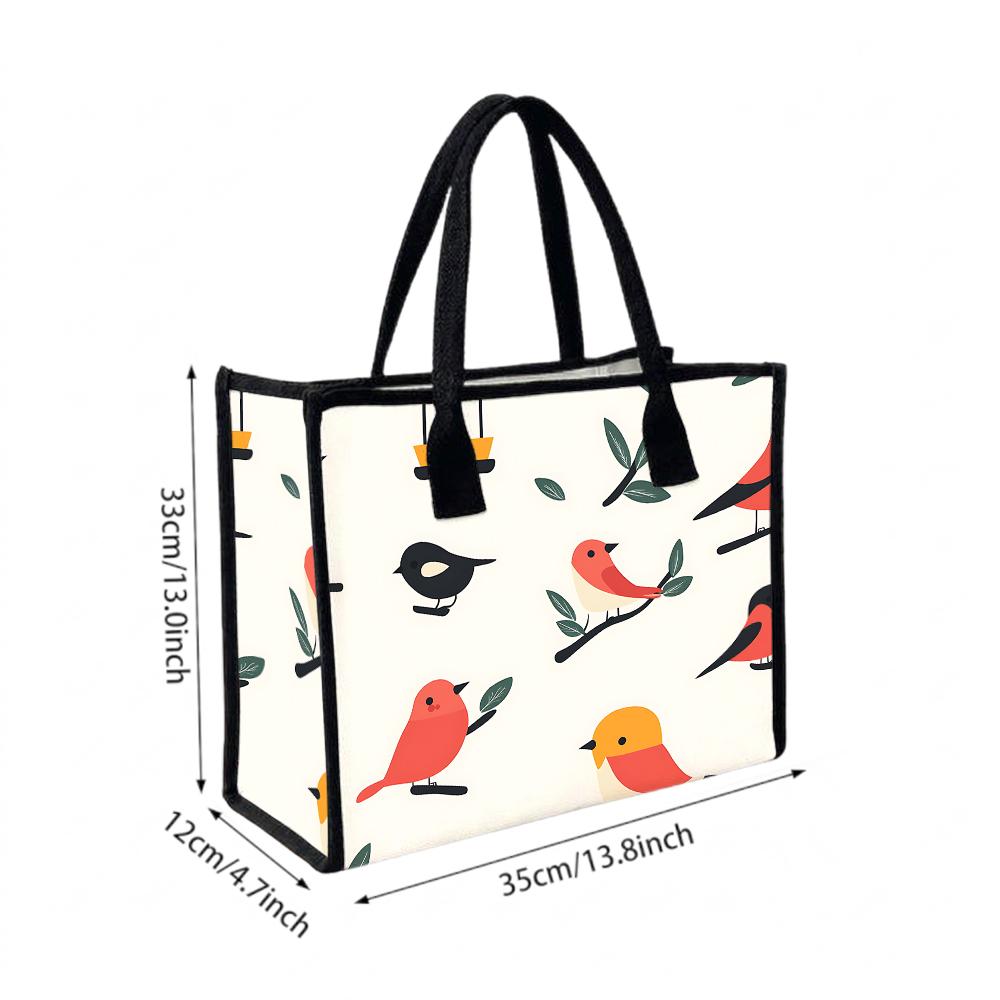 Cute Bird Printed Tote Bag Casual Large Capacity Daily Handbag