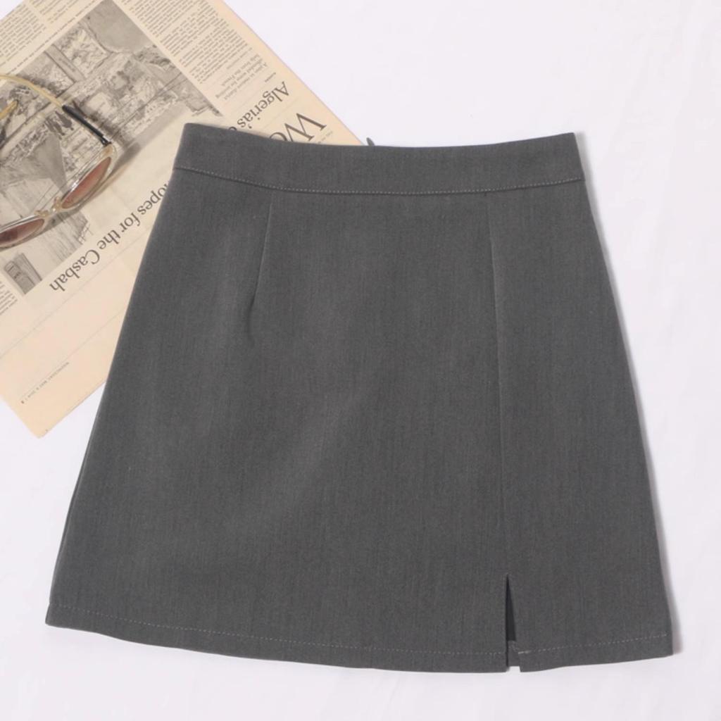 Women's High-Waisted A-Line Split Midi Skirt - Versatile Slimming Black Skirt Pants