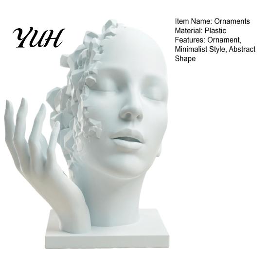 Modern Plastic Abstract Decor Broken Face Art Sculpture, Nordic Minimalist Statue, Deconstructive Collection 3D Printed Ornament for Living Room Study