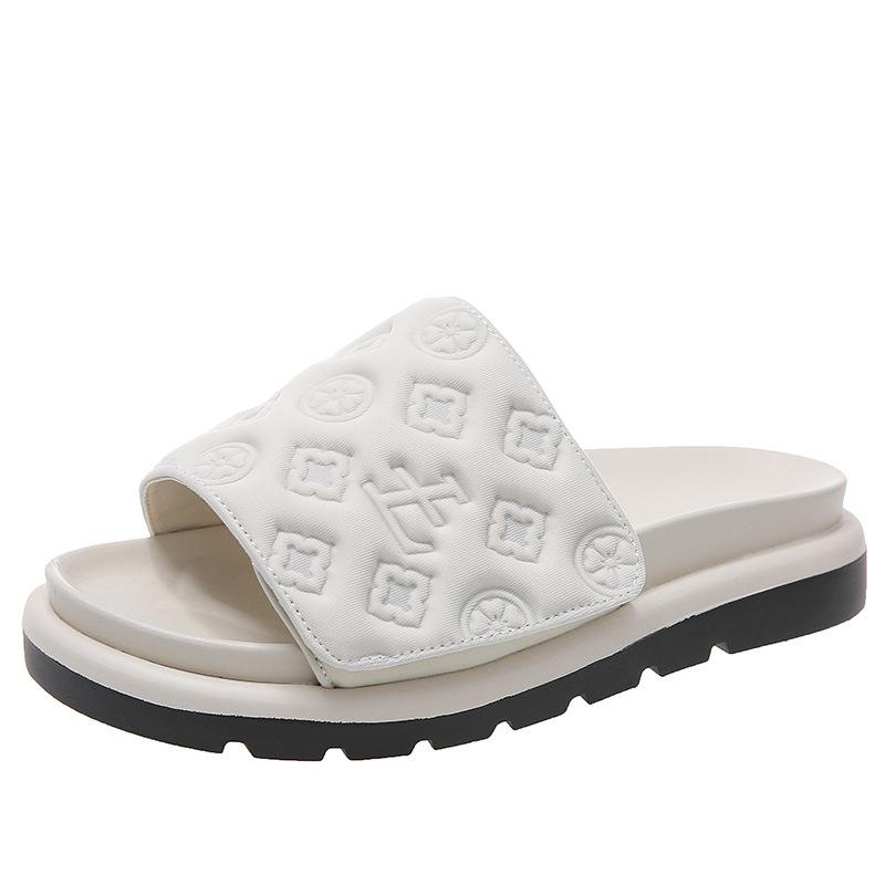 Women Magic Tape Flat Slippers 2024 Summer New Luxury Brand Platform Sandals Ladies Height Increase Flats Shoes Zapatos De Mujer