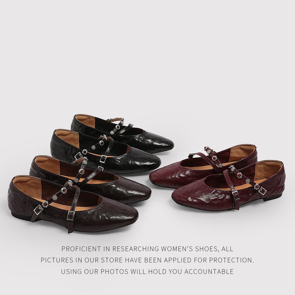 Sheepskin Mary Jane Shoes Fashionable And Simple Retro Shallow Mouth Women'S Single Shoes