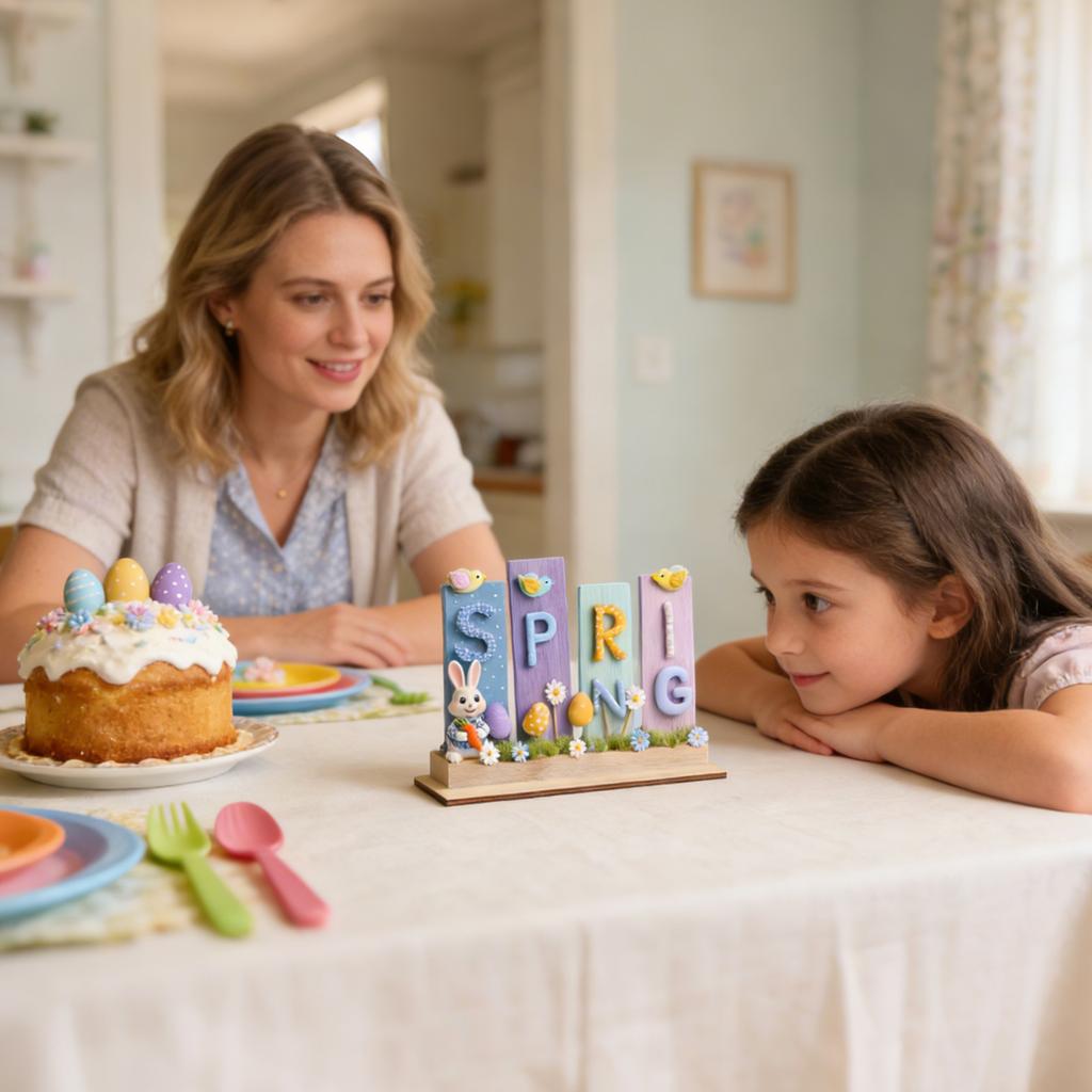 Påskprydnader, Dekorativa föremål, Tecknade figurer, Träskrivbordsdekorationer