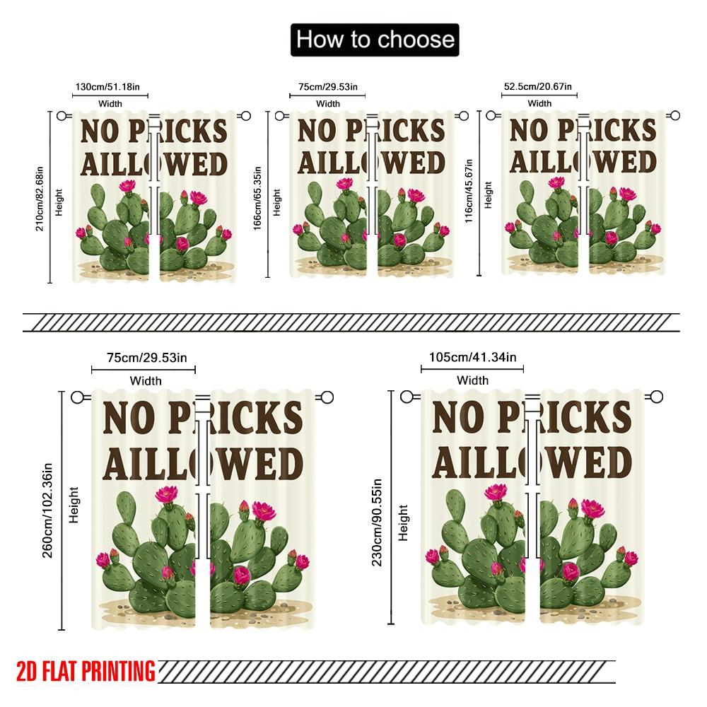 2 Stück 2D Flachdruck Vorhänge Wüstenkaktusblüten Polyester Ohne Strom Partydekorationen Zur Dekoration verwenden