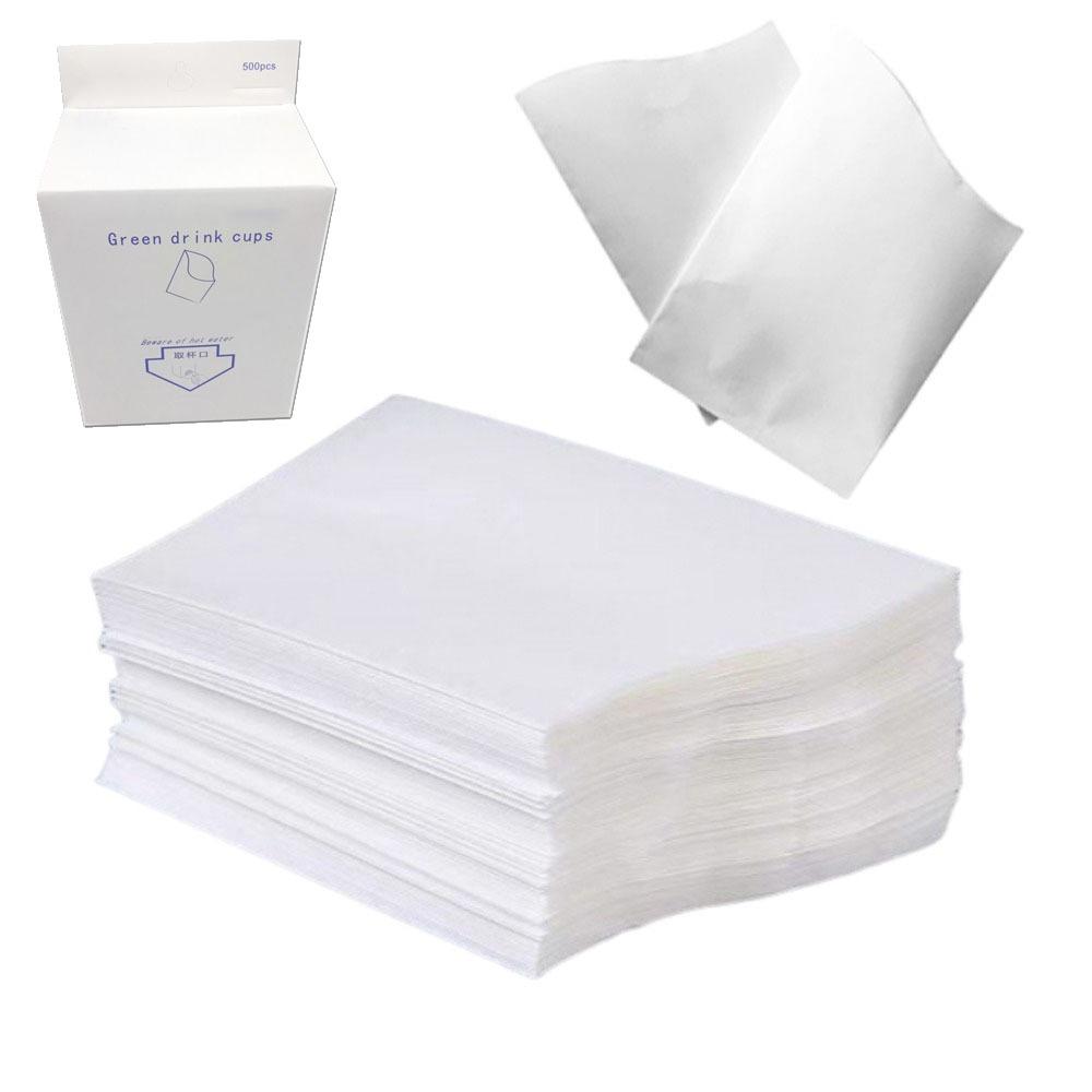 500Pcs Dustproof Disposable Paper Cups Envelope Style Office Water Cup  Picnic