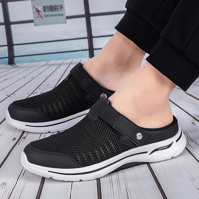 2025 Large Size Mesh Women's Shoes Spring and Summer Daily Cool Slippers One Pedal and Half Drag Breathable Lightweight Air Cushion Women's Shoes