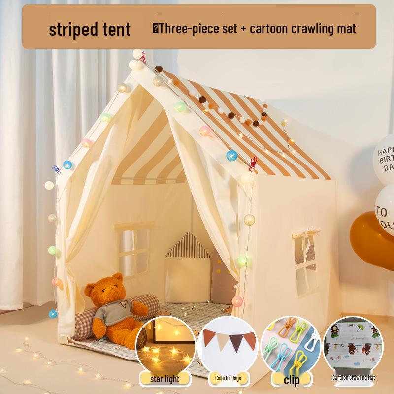 Kids' Indoor Castle Play Tent for Girls & Boys: Princess Room with Separate Beds