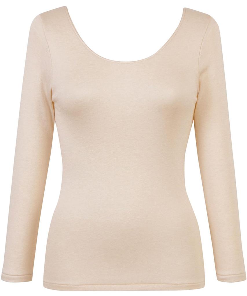 Warm Cotton Fleece Stretchy Long EL6813 BE L Wing/Wacoal Innerwear, Blend, Lining, Material, Easy-to-Wear Thermo, 3/4 Sleeve, Sleeve, Autumn/Winter,