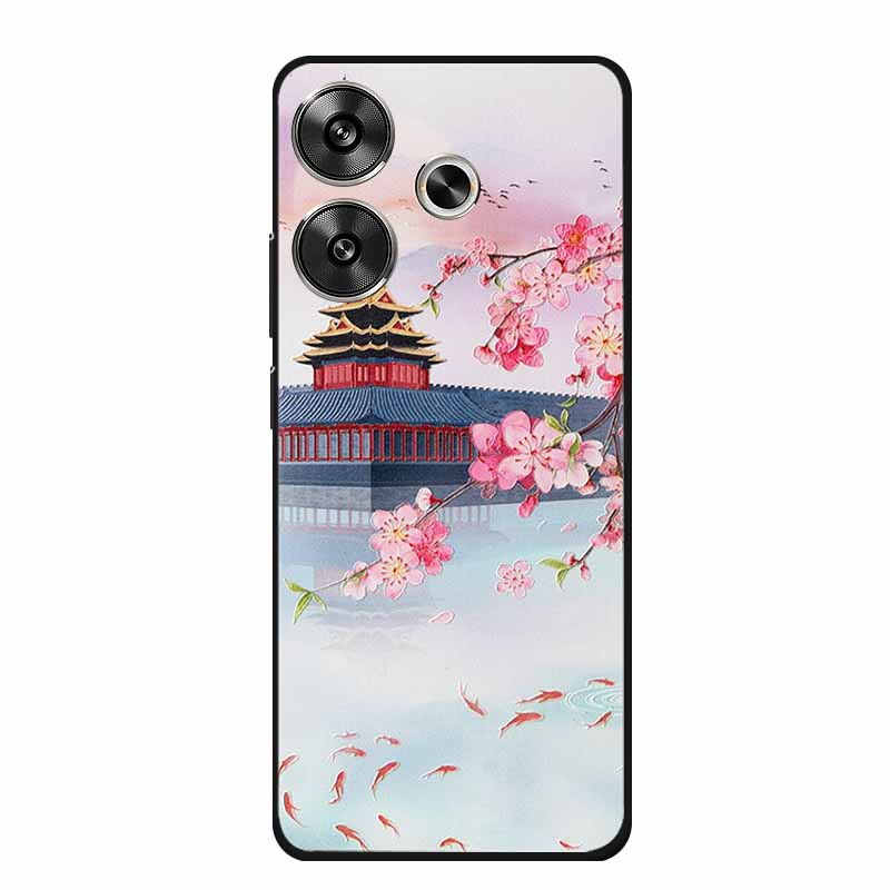3D Embossed Case For Xiaomi Poco M6 4G Phone Case M 6 Plus Flowers Silicone Soft Coque For Xiaomi Redmi 13 13x Back Cover Case
