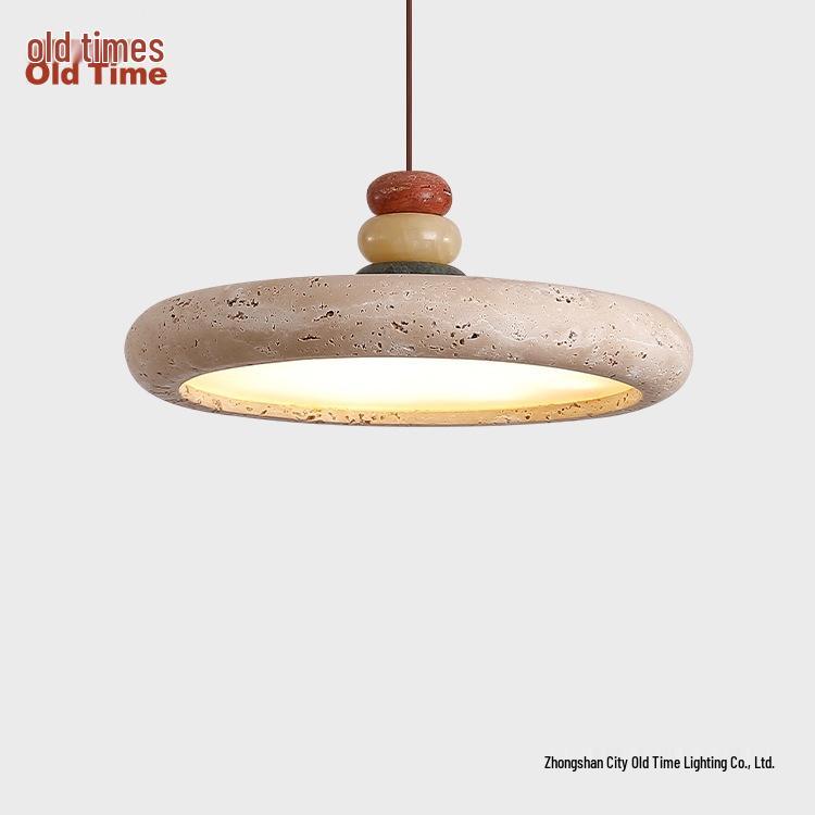 Wabi-Sabi Retro Yellow Travertine Chandelier, 2024 New Design for Dining Room or Bar Counter