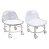 Low Rolling Stool with Wheels Back Support Small Acrylic Short Silent Mini Roller Seat