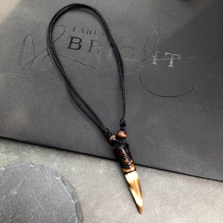 Original retro tribal men and women couple necklace trendy personality eagle ivory horn domineering pendant versatile accessories