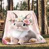 1pc Floral Bunny Ears Outdoor Flannel Blanket , Machine Washable Perfect Gift for Birthday , Holiday Travel Accessory , Durable Material