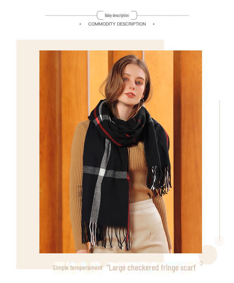 Dicker gestreifter Karoschal für Damen – Kaschmir-Imitat, Halswärmer für Herbst/Winter