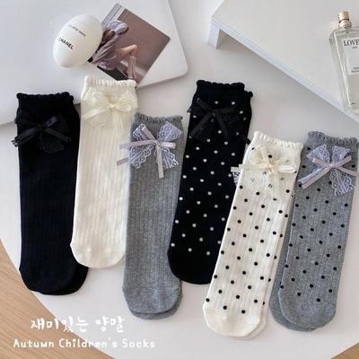 Damen Frühling und Herbst Neue Welle Punkt Schleife Süße Spitze Ballett Wind Trommel Haufen Socken
