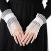 Ruffled Lace Faux Sleeves Girl Decorative Sleeves Elegant Detachable Wrist Cuffs