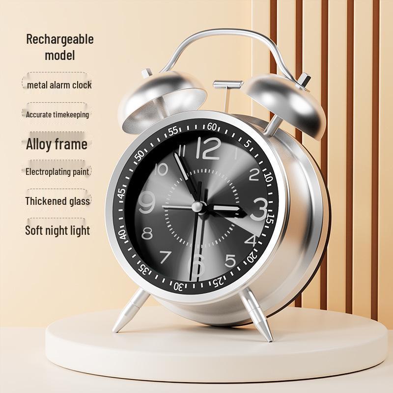 2025 Mechanical Alarm Clock for Students & Seniors - Compact, Rechargeable Wake-Up Call