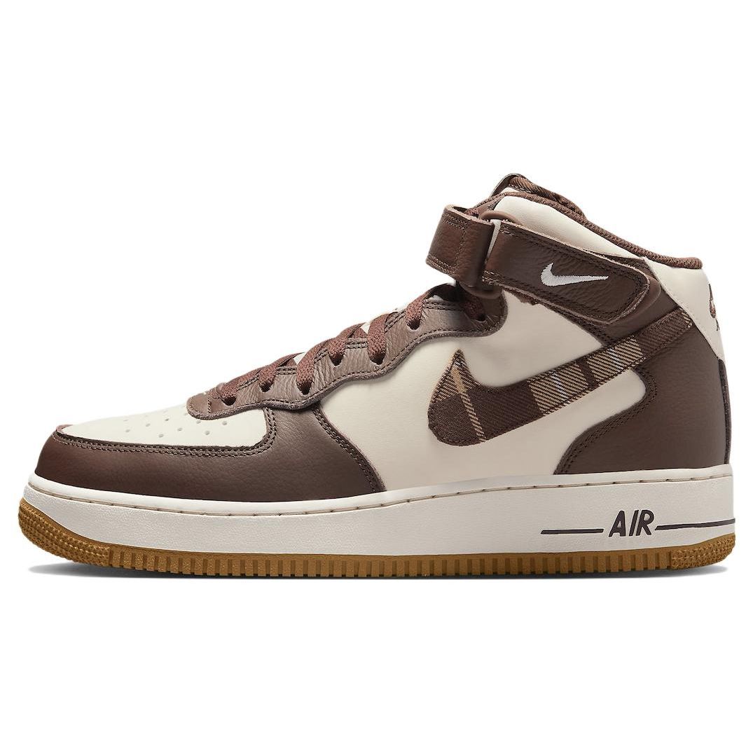 Мужские кроссовки Nike Air Force 1 Mid Brown Plaid Pale-Ivory Cacao-Wow Pink-Bloom DV0792-100 41