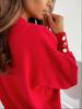 2023 Women's Solid Color V-Neck Knitwear with Cuff Button Top