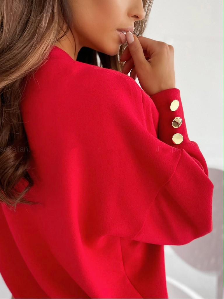 2023 Women's Solid Color V-Neck Knitwear with Cuff Button Top