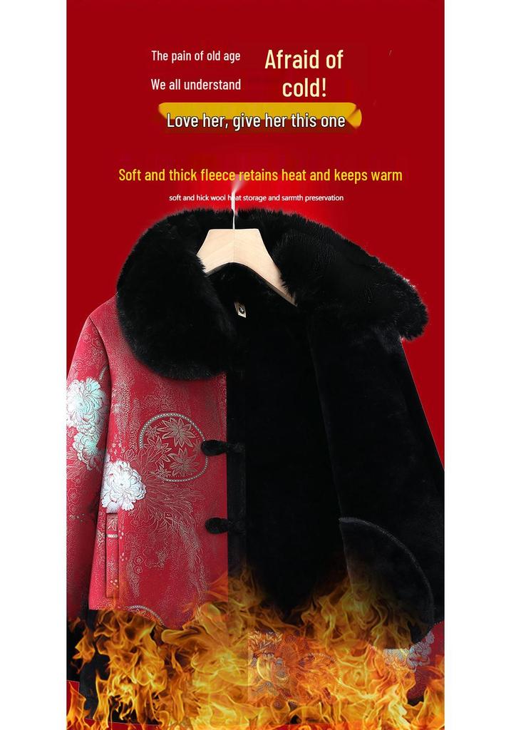 Women's Winter Coat: Fur-Collar, Fleece-Lined for Middle-Aged & Elderly - Ideal for Mothers & Grandmothers
