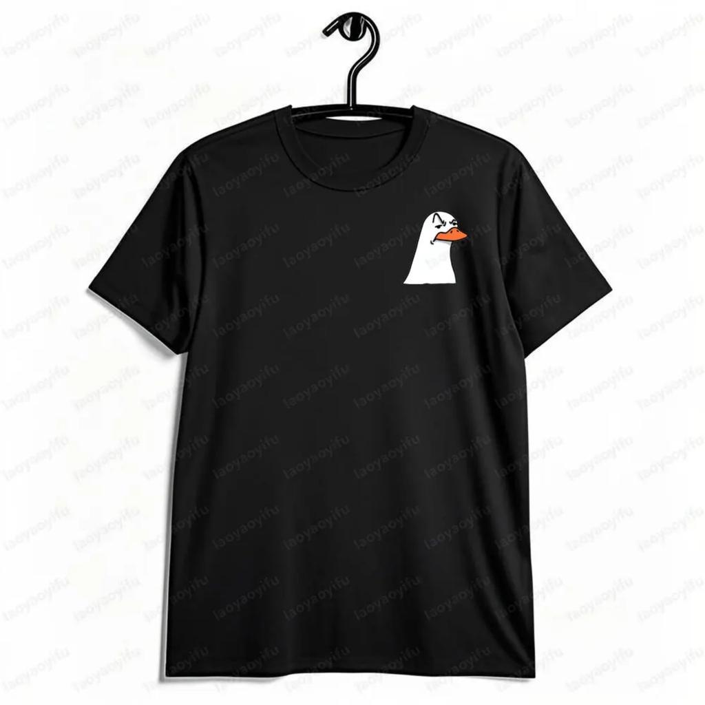 Funny Unhappy Duck T-shirt Mocking Attitude Printed T-shirt Men Women Summer Daily Life Casual Round Neck Cotton Short Sleeve
