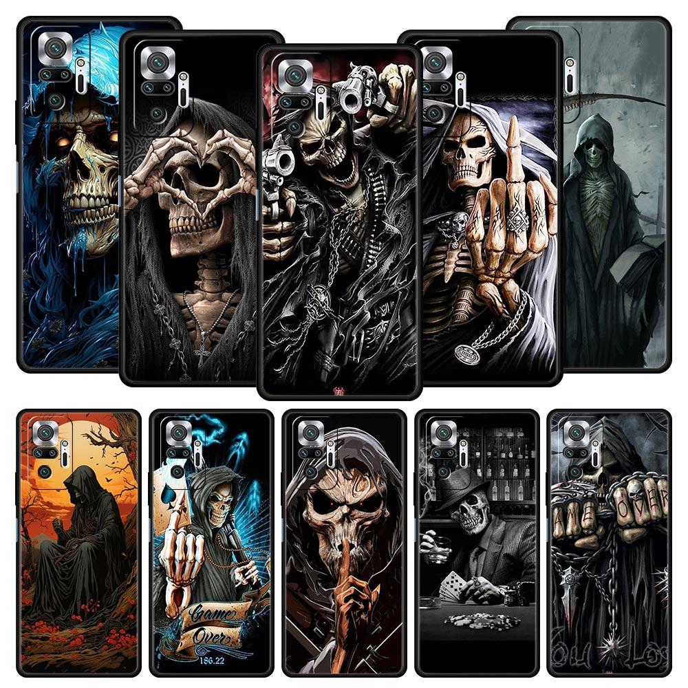 Grim Reaper Skull Skeleton Phone Case For Xiaomi Redmi Note 14 13 5G 10 11 12 Pro Plus 4G 14C 13C 12C 10C Black Cover