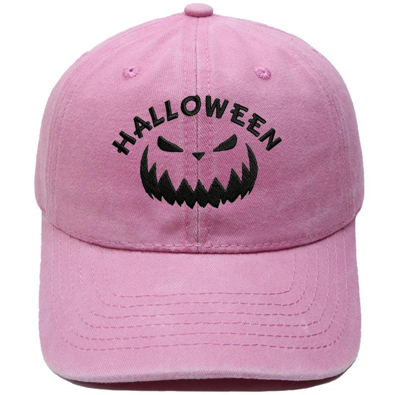 Halloween Pumpkin Grimace Embroidered Baseball Cap Washed Retro European and American Hip Hop Men's and Women's Casual Dad Hat