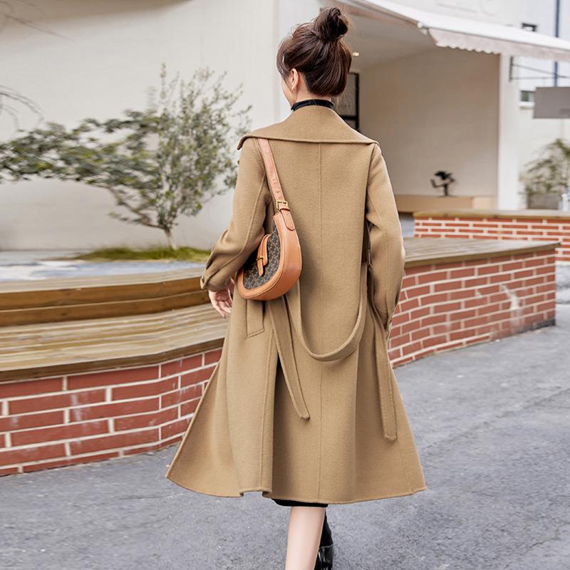 Double-sided wool coat women's long autumn and winter new fashion temperament design hair coat